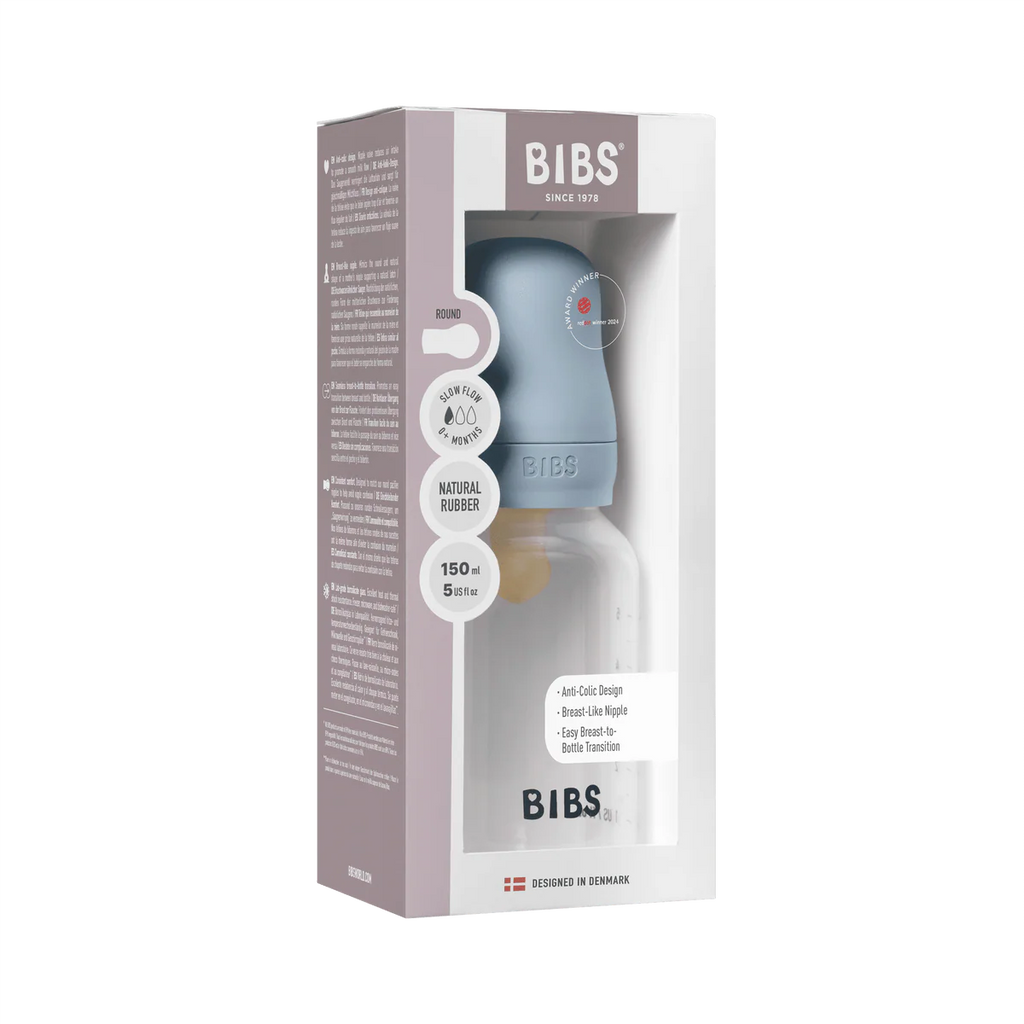 BIBS Plastic Bottle, BPA Free plastic 150ml Latex - Plastic Blue