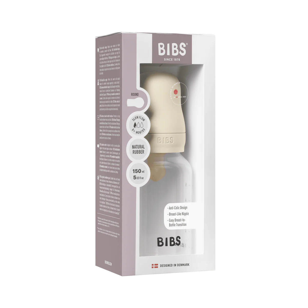 BIBS Plastic Bottle, BPA Free plastic 150ml Latex - Ivory