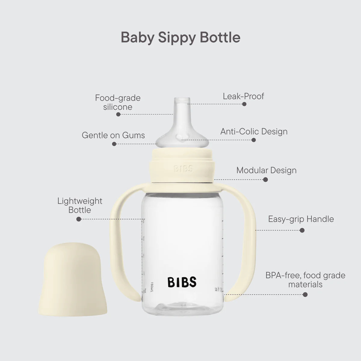 BIBS Sippy Bottle, Silicone 150 ml - Ivory
